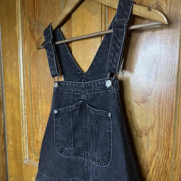 Old Navy Women's Overalls Black 14 Side Button Down Full Length Straight Leg - Picture 5 of 8